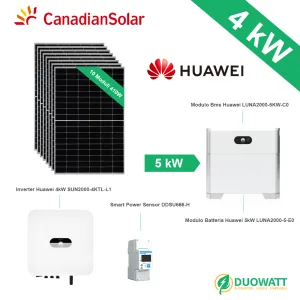 Kit Fotovoltaico 4kW con Accumulo Huawei 5kW